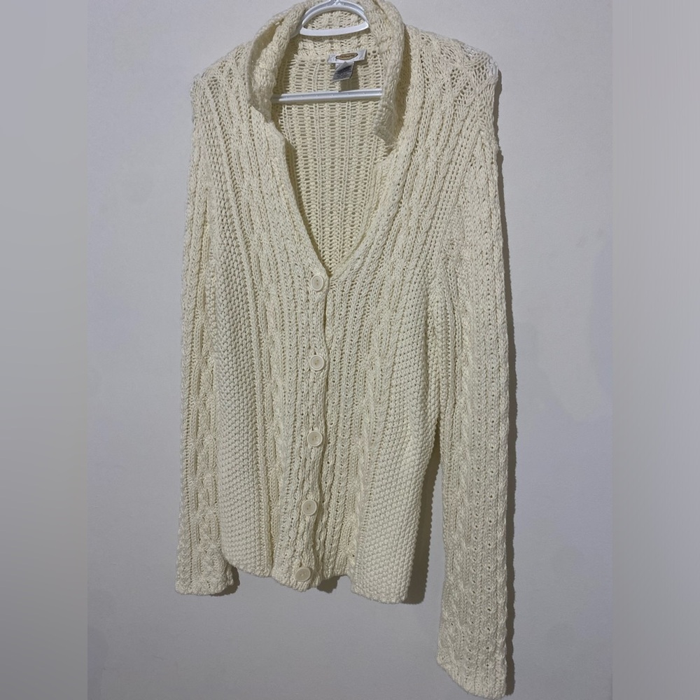 Talbots Cream Cable Knit Cardigan